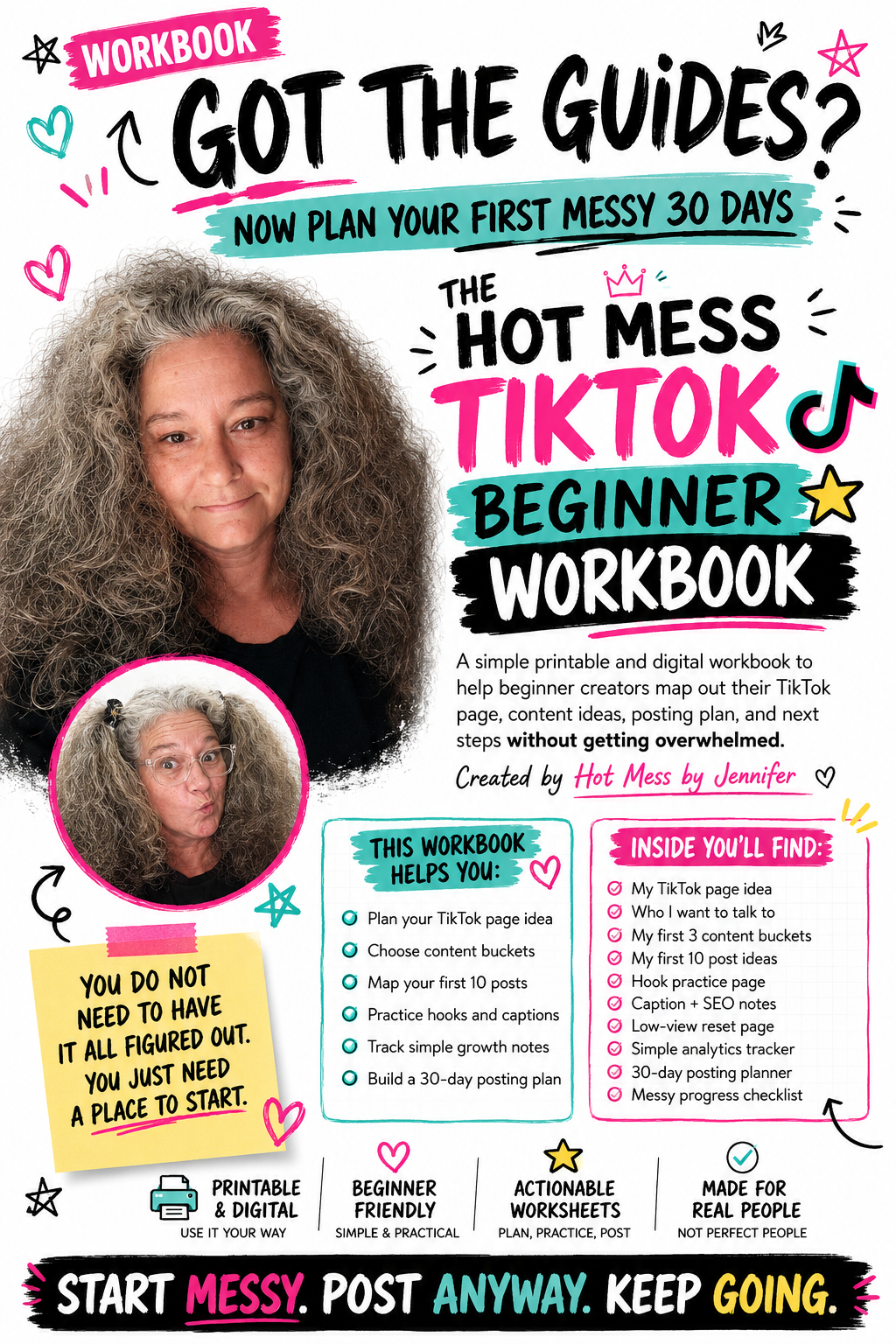 The Hot Mess TikTok Beginner Workbook + Creator Check-in Card