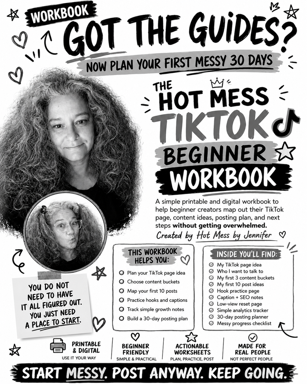 The Hot Mess TikTok Beginner Workbook + Creator Check-in Card