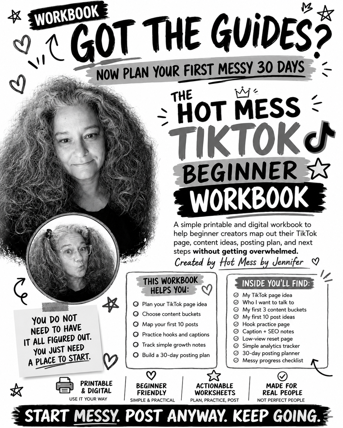 The Hot Mess TikTok Beginner Workbook + Creator Check-in Card